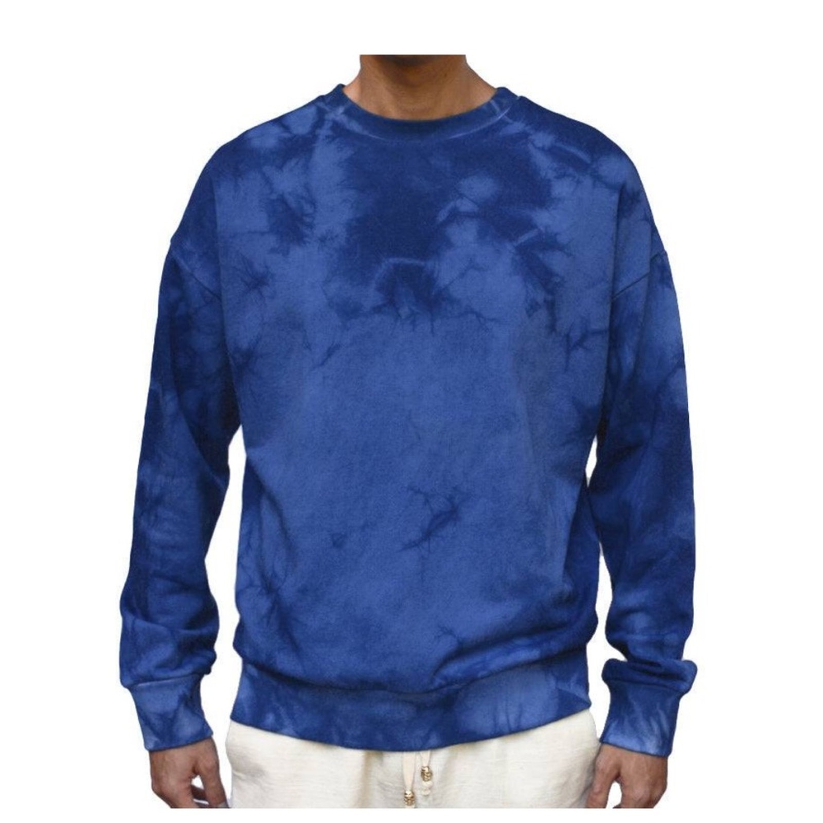 Philip Huang Camo Indigo Organic French Terry Sweatshirt Mens Size Small — image 3 of 8